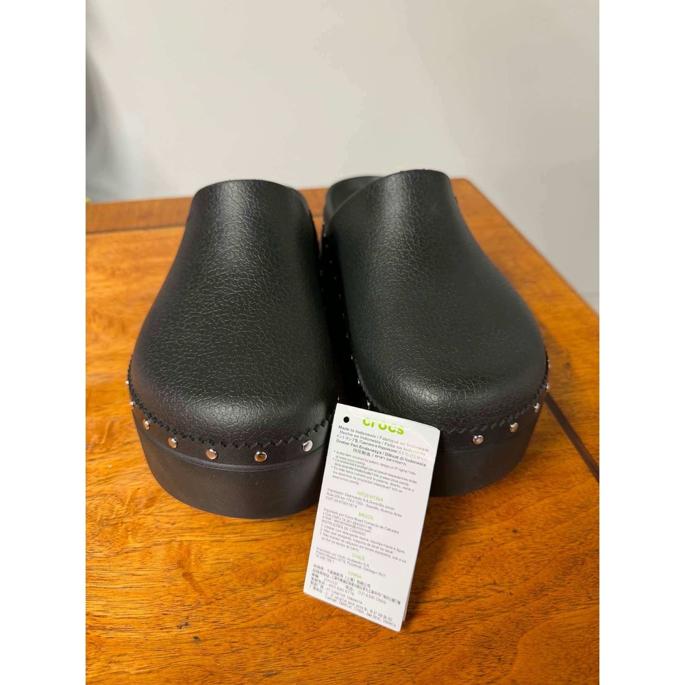 New Crocs Womens Size 10 Black Stomp Clog Platform Studded Slip On Shoes
